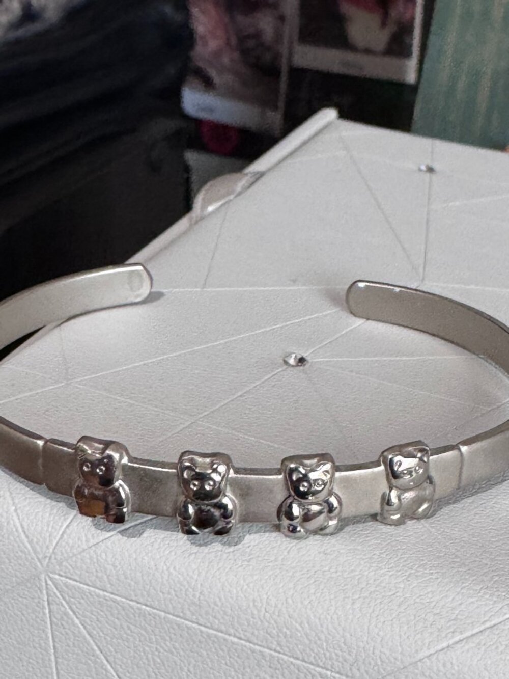 💛✨HOST PICK💛✨  🧸 Vintage Brushed Polished Silver Teddy Bear Cuff Bracelet 🧸
